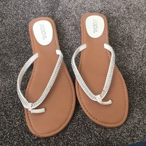 Dosa brand white sandals with crystal straps
